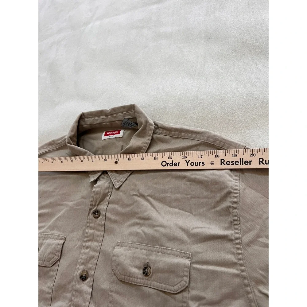 Wrangler Men's Beige Short Sleeve Button Up Work Shirt Size XL